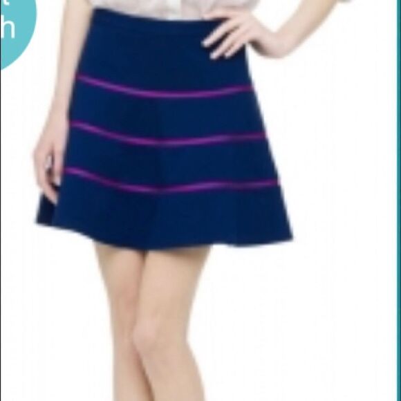 CLUB MONACO Kallen Navy and Magenta Stripe Skirt-6 - Picture 1 of 7